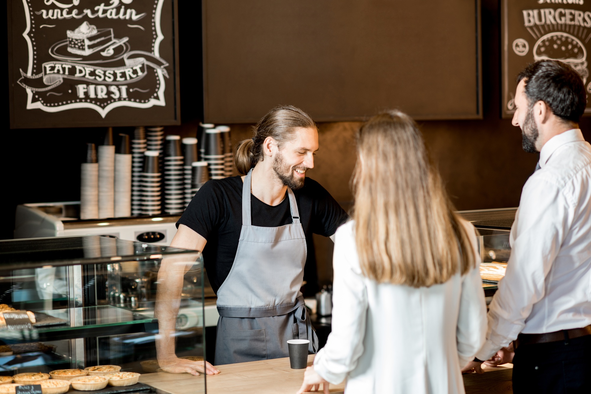 People buying coffee in the coffee shop